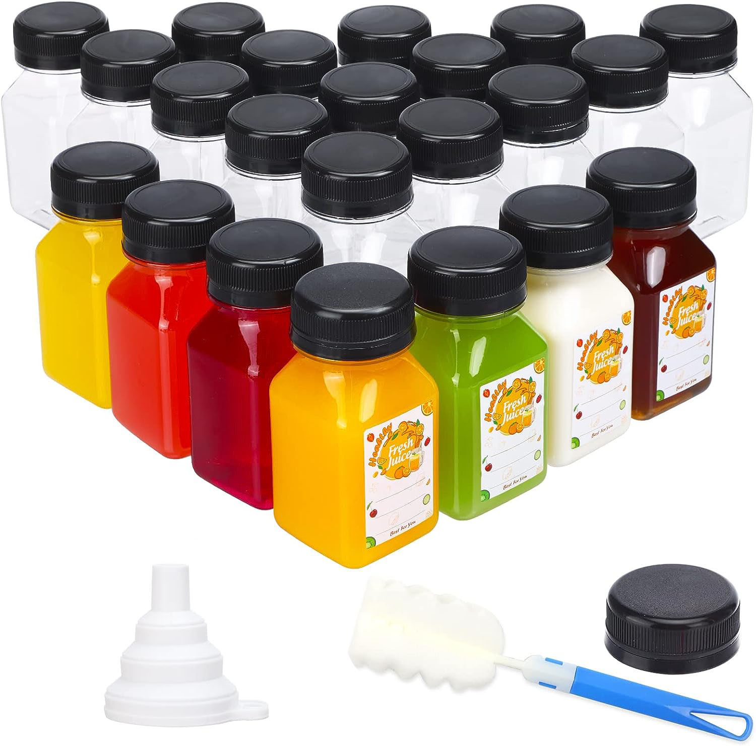 Meal Prep Juice Bottles - Botol jus plastik 4oz dengan tutup