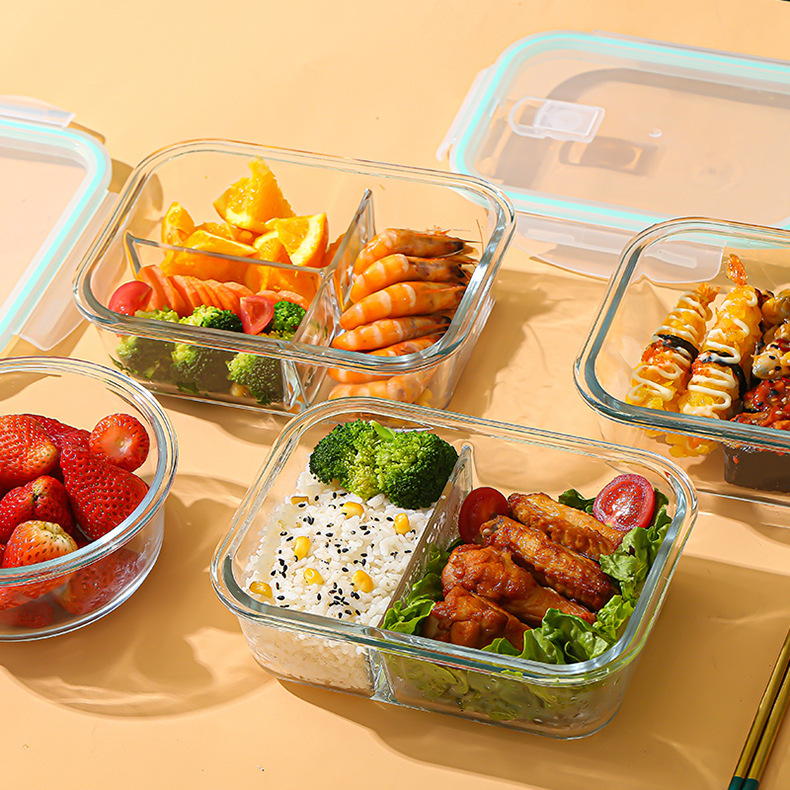 Meal Prep Lunch Boxes - Kotak Penyimpanan Makanan Kaca Borosilikat Tinggi
