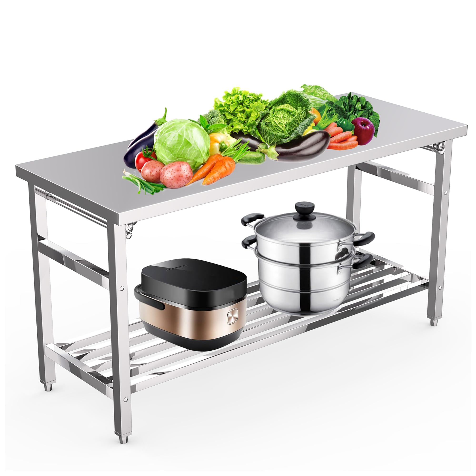 Meal Prep Chef - Meja Persiapan Lipat Stainless Steel 60