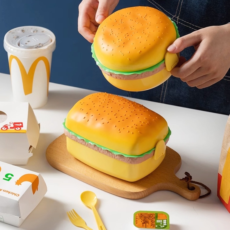 Meal Prep Lunch Boxes - Kotak makan siang Hamburger tingkat ganda