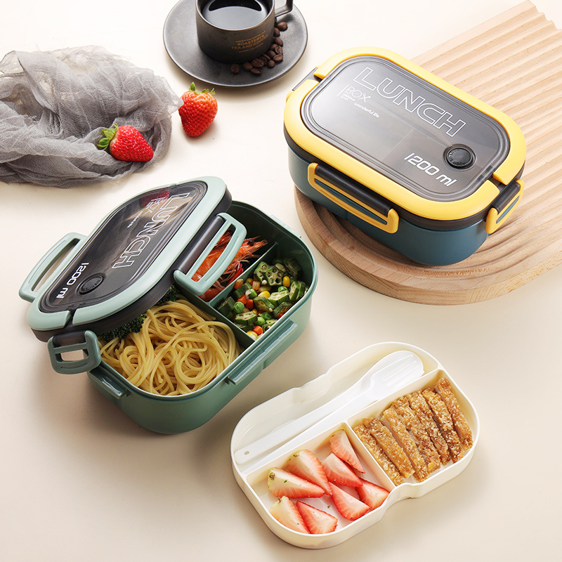 Meal Prep Box - Kotak makan siang lapisan ganda portabel,