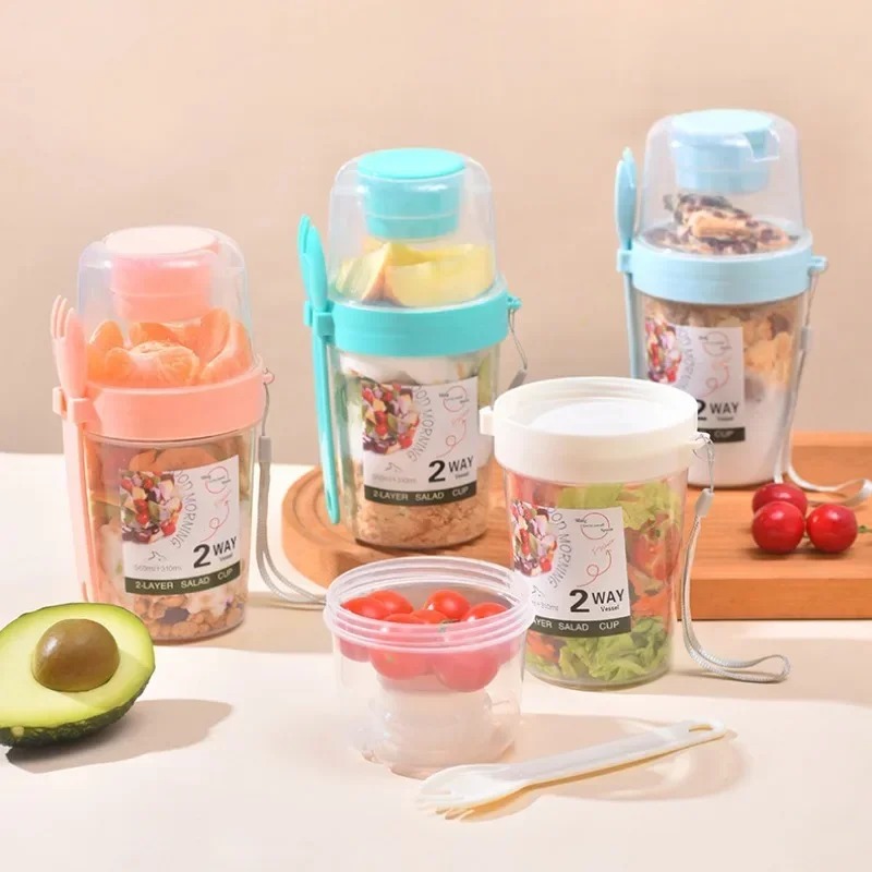Meal Preparation - Cangkir Salad Portabel, Cangkir Oatmeal Ganda,