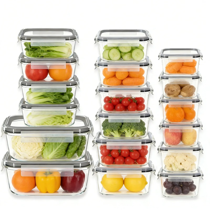 Meal Prep Kit - 18 Set Wadah Penyimpanan Makanan Kaca