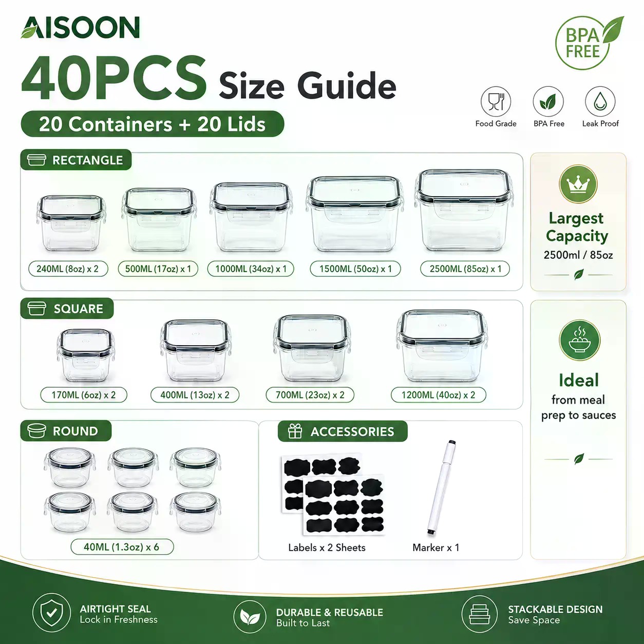 40 PCS Set Wadah Penyimpanan M - Meal Prep Chef ulasan dan harga