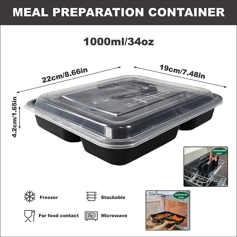 3 Kompartemen 34 Oz/1000 Ml, 1 - Meal Prep Kit ulasan dan harga